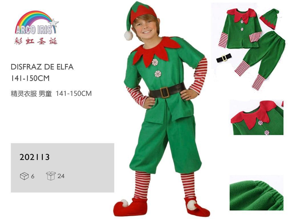 Disfraz de elfo 141-150cm para Navidad