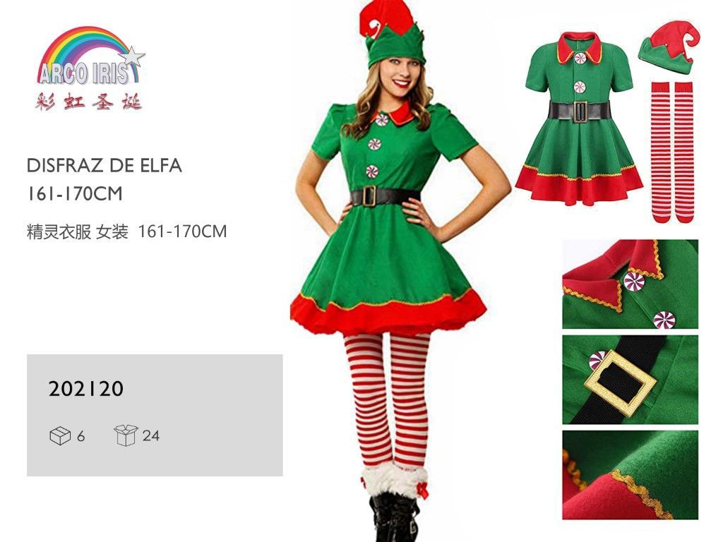 Disfraz de elfa 161-170cm para fiestas navideñas