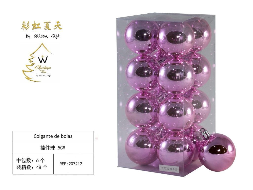 Colgante de bolas rosa brillante 5cm set 16pcs para decoración navideña