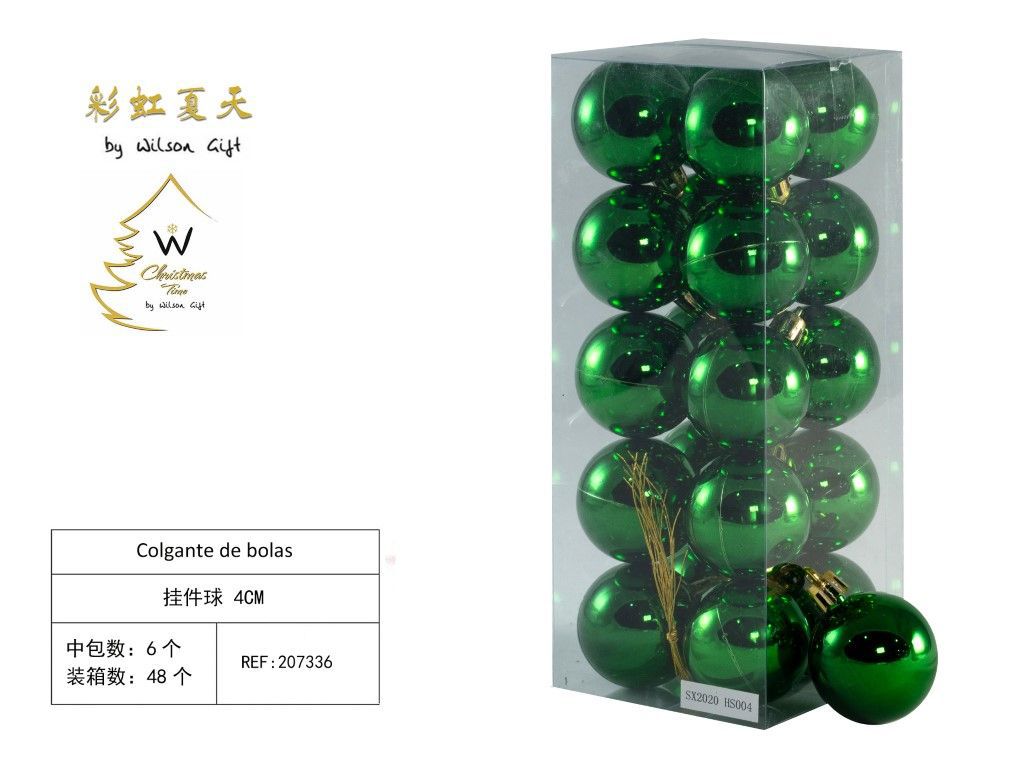 Colgante de bolas 4cm verde brillante set 20pcs para decoración navideña