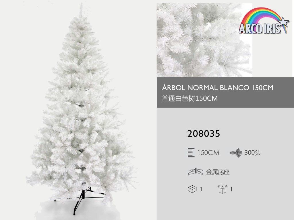 Árbol de Navidad blanco 150cm para decoración navideña