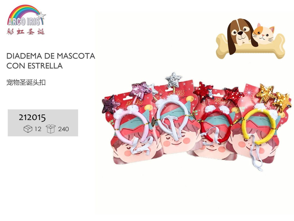 Diadema navideña para mascotas con estrella, accesorio de fiesta