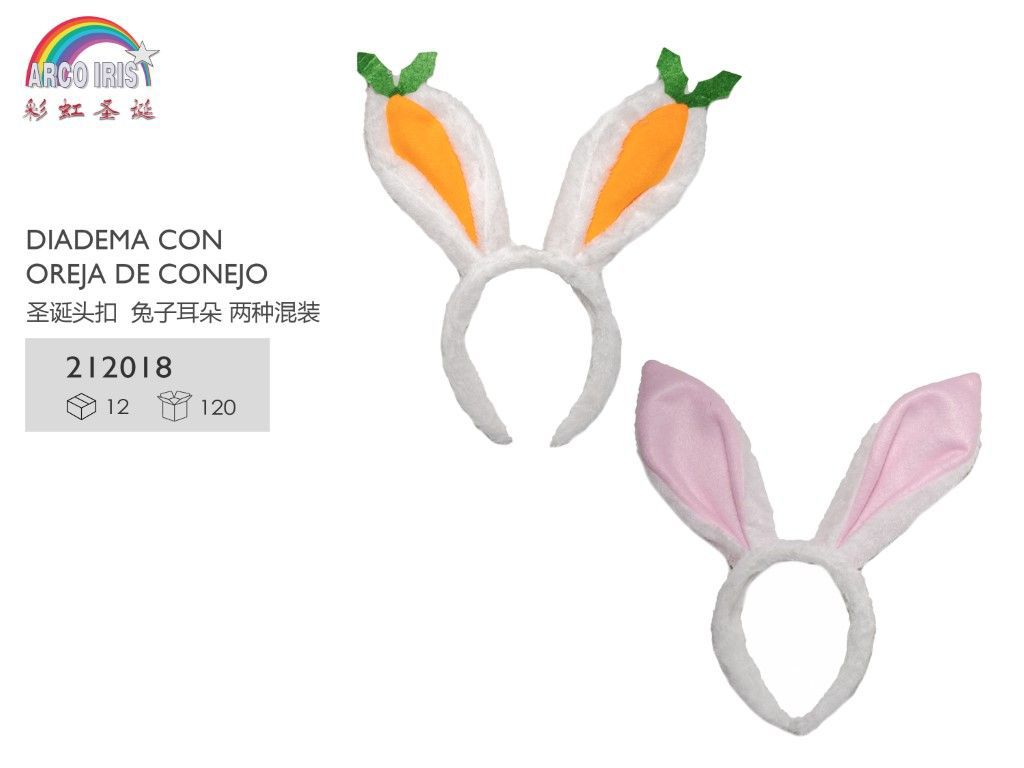 Diadema con orejas de conejo para fiestas navideñas y disfraces