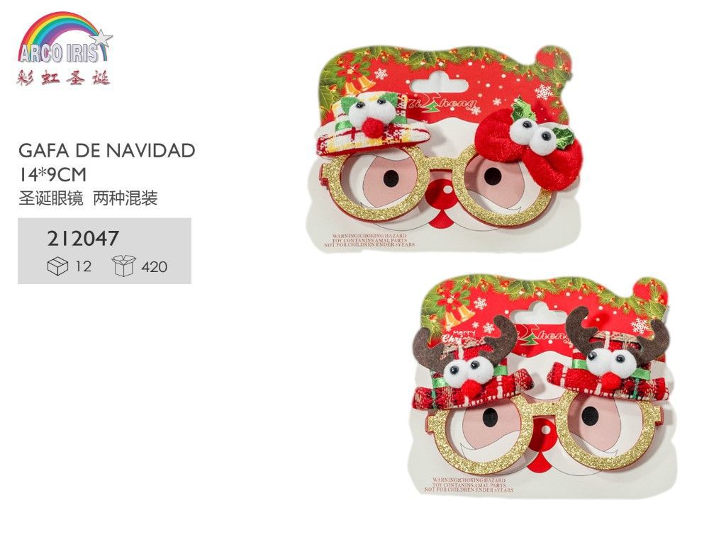 Gafas de Navidad 14x9cm para fiestas navideñas