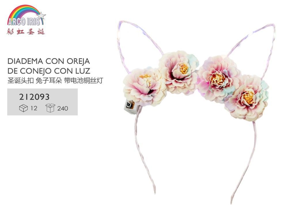 Diadema con orejas de conejo y luz