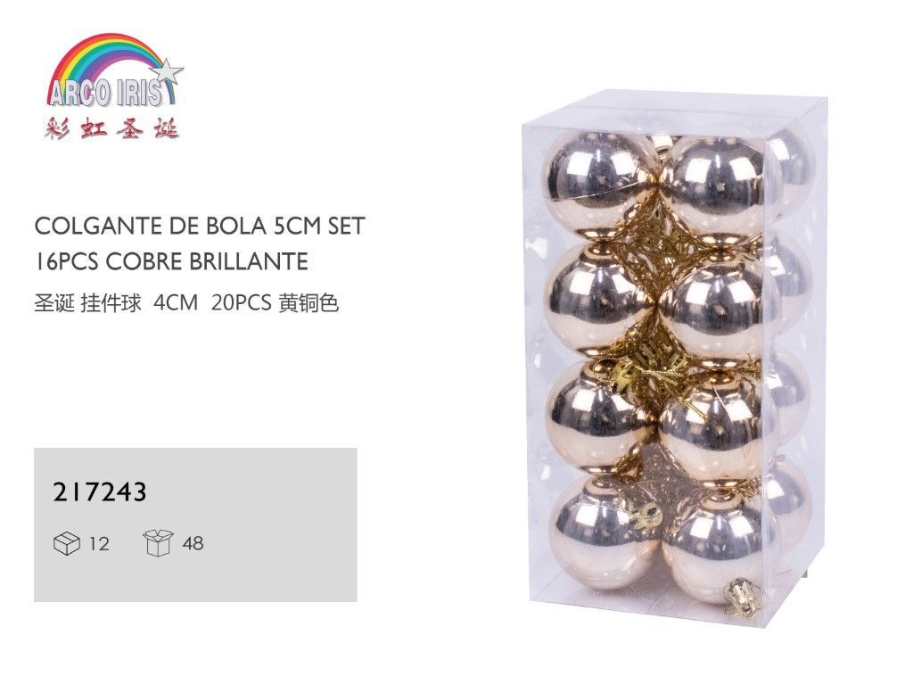 Colgante de bolas 5cm set 16pcs cobre brillante para árbol de Navidad