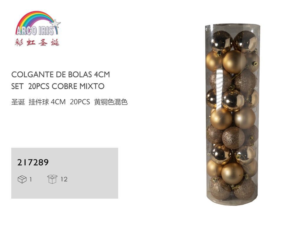 Colgante de bolas navideñas 4cm set 20pcs cobre mixto para decoración del árbol