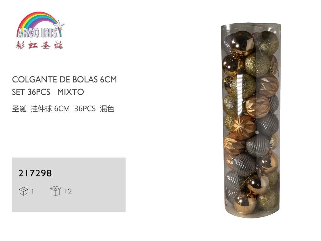 Colgante de bolas de Navidad 6cm set 36pcs mixto