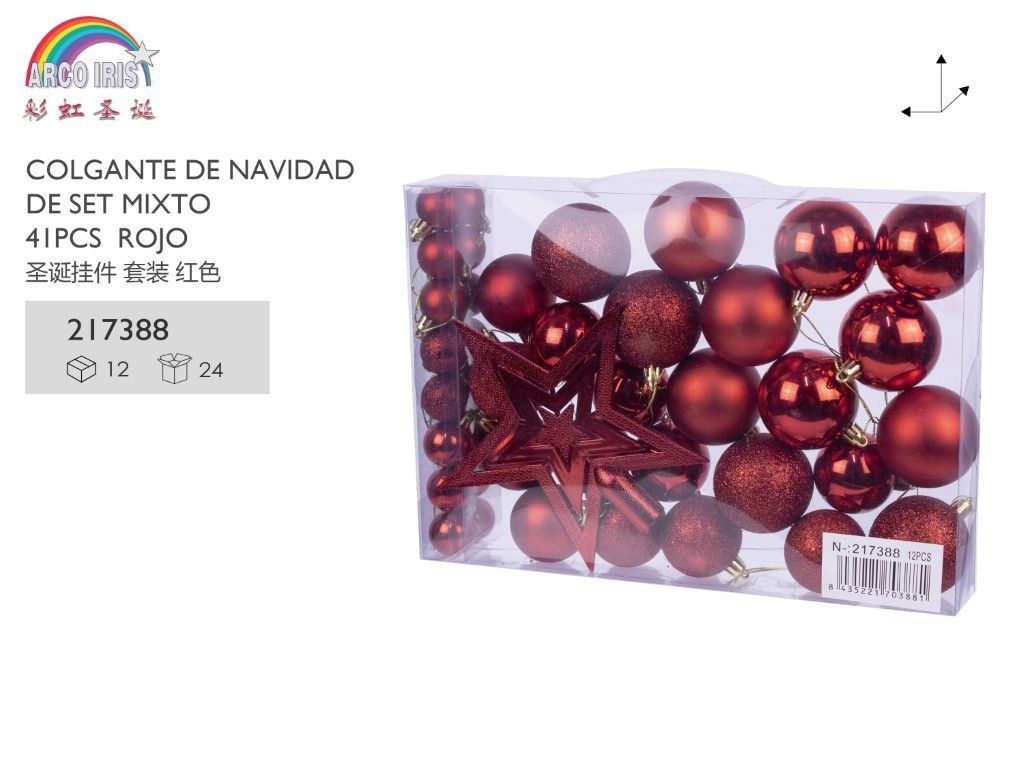 Set mixto de colgantes de Navidad 41 piezas rojos