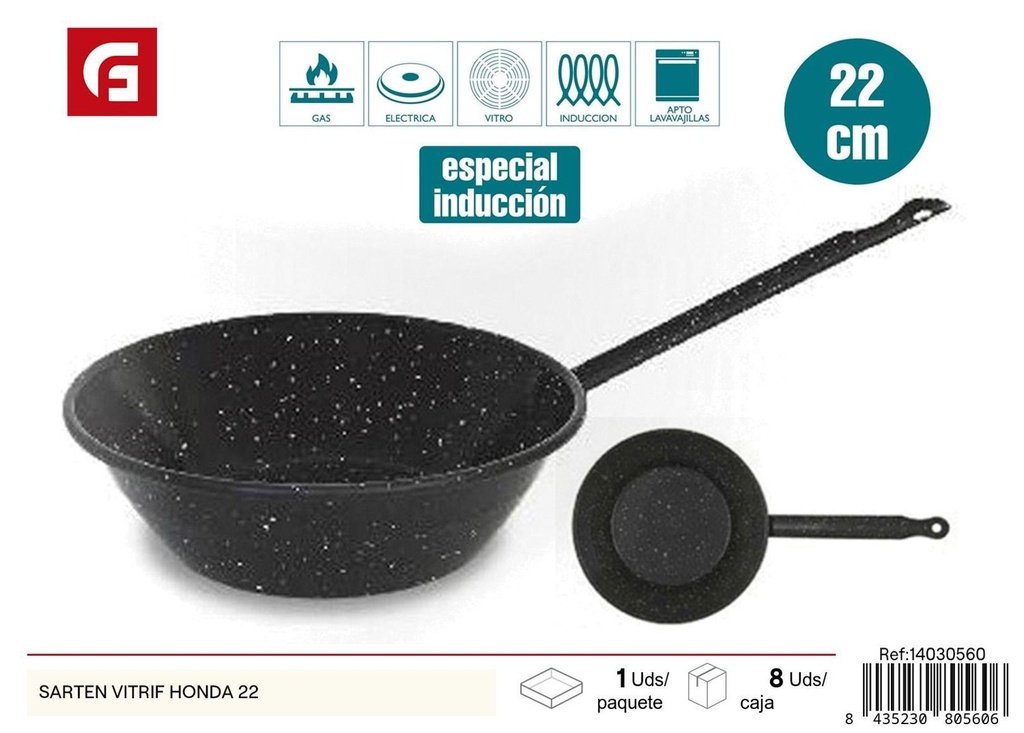 Sartén vitrificada honda 22cm para cocina