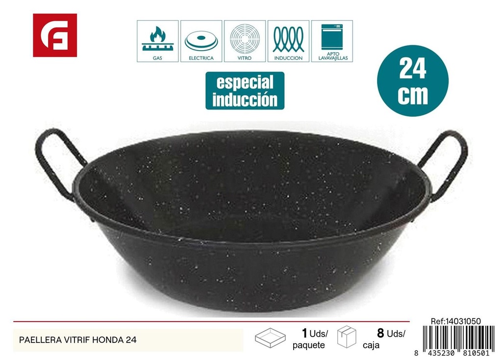 Paellera vitrificada honda 24cm para cocina