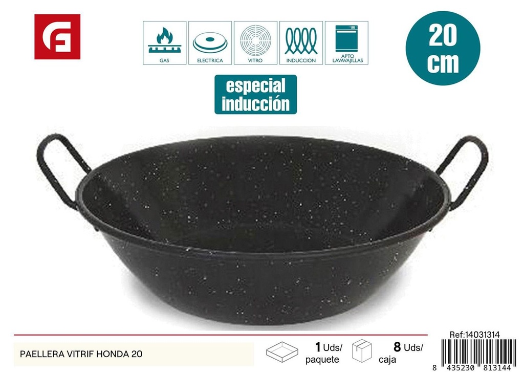 Paellera vitrificada honda 20cm para cocina