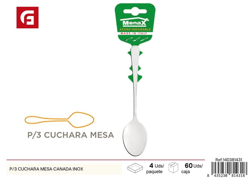 Cucharas de mesa de acero inoxidable 3 piezas para cocina