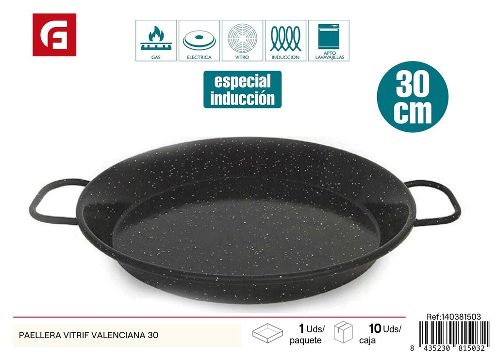 Paellera vitrificada valenciana 30cm para cocinar paellas