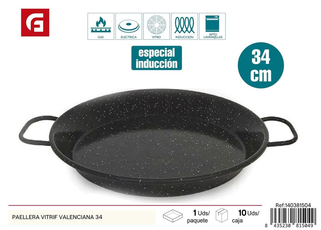 Paellera vitrificada valenciana 34cm