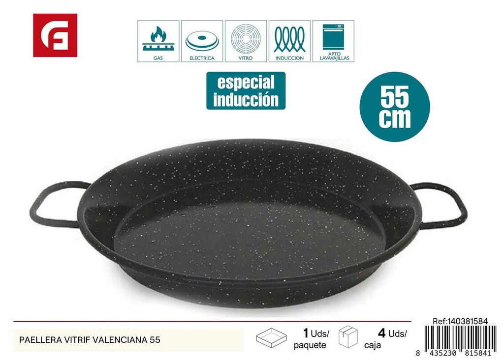 Paellera vitrificada valenciana 55cm para cocina