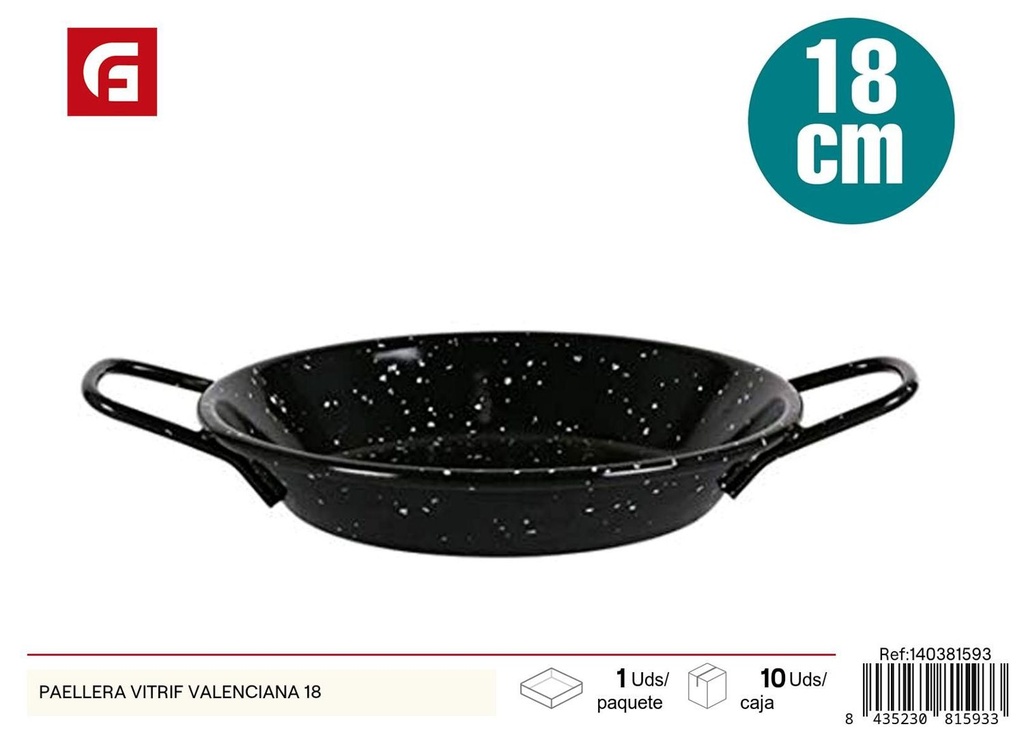 Paellera vitrificada valenciana 18cm para cocinar