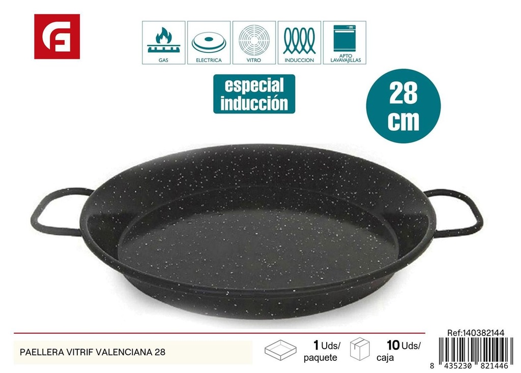 Paellera vitrificada valenciana 28cm para cocina