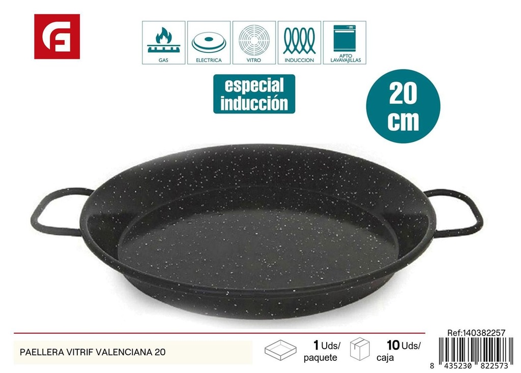 Paellera vitrificada valenciana 20cm para cocinar paellas