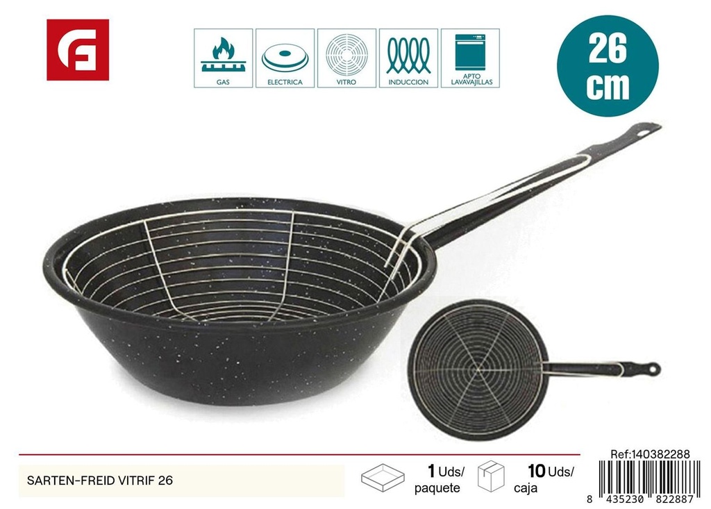 Sartén-freidora vitrificada 26cm para cocinar