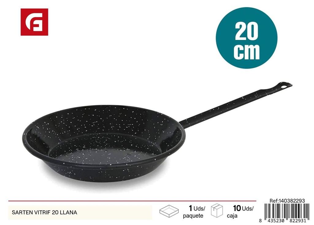 Sartén vitrificada 20 cm llana para cocina