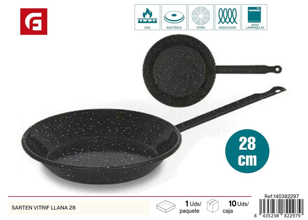 Sartén vitrificada llana 28cm para cocina