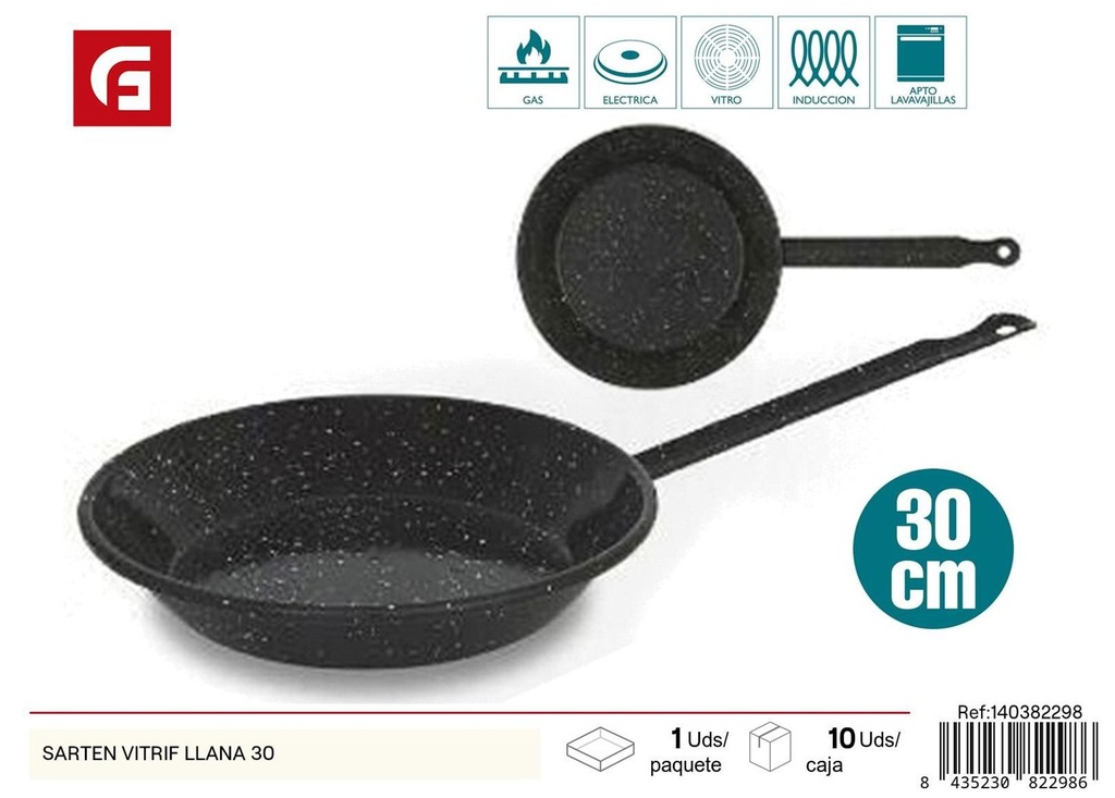 Sartén vitrificada llana 30cm para cocina