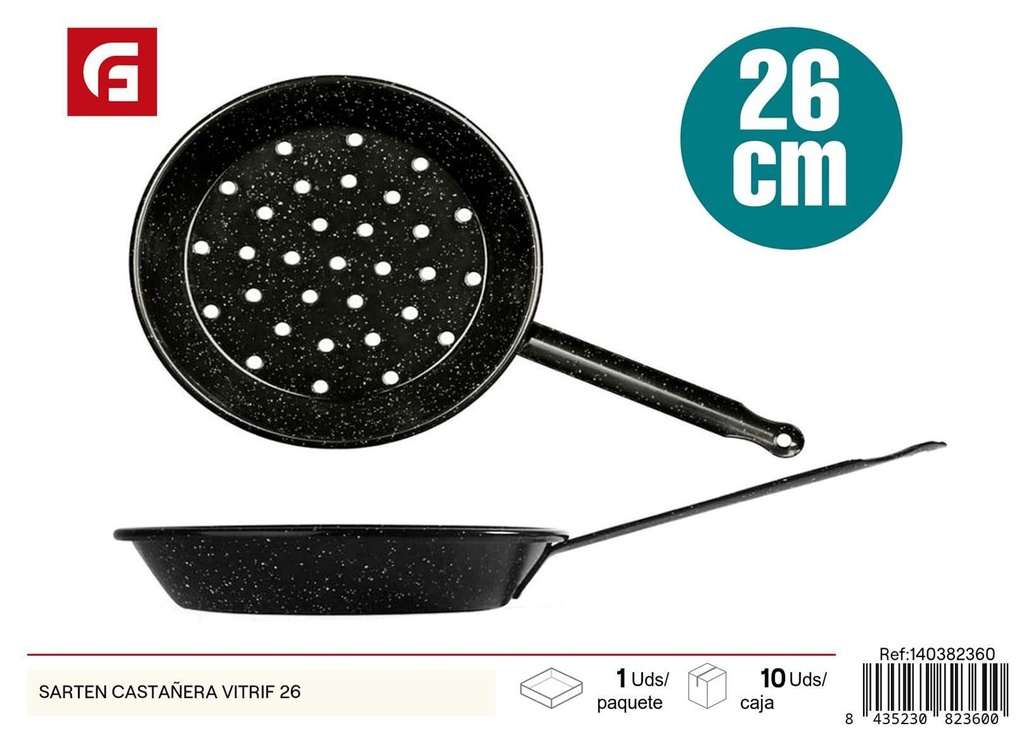 Sartén castañera vitrificada 26cm para cocinar y asar