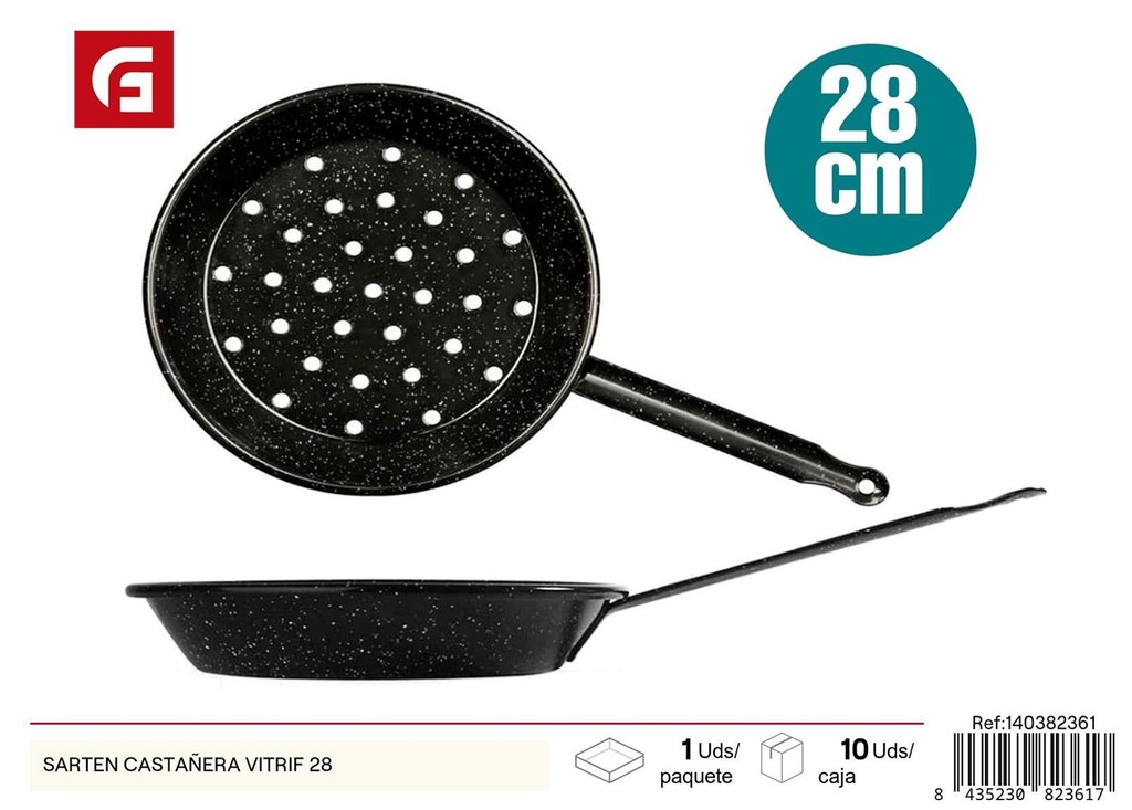 Sartén castañera vitrificada 28cm utensilio de cocina