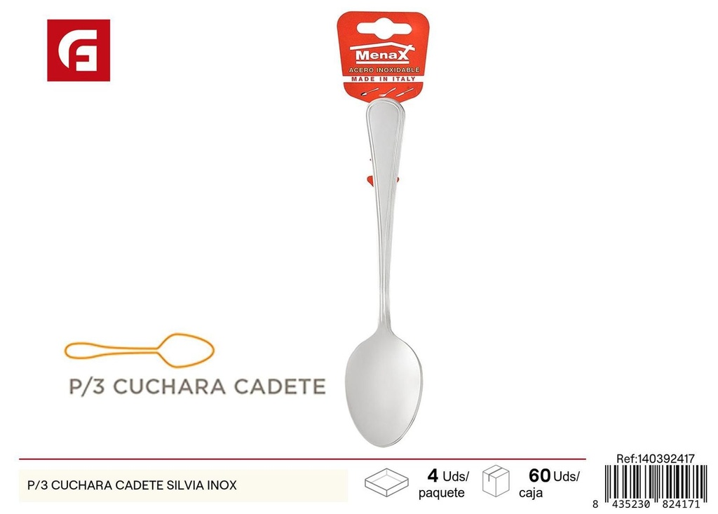 Cuchara cadete Silvia inox 3pz para cocina y mesa