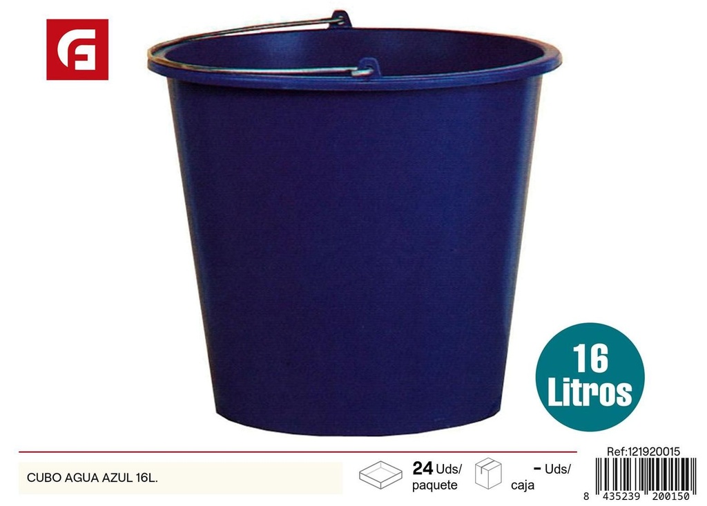 Cubo de agua azul 16L - Plásticos para el hogar