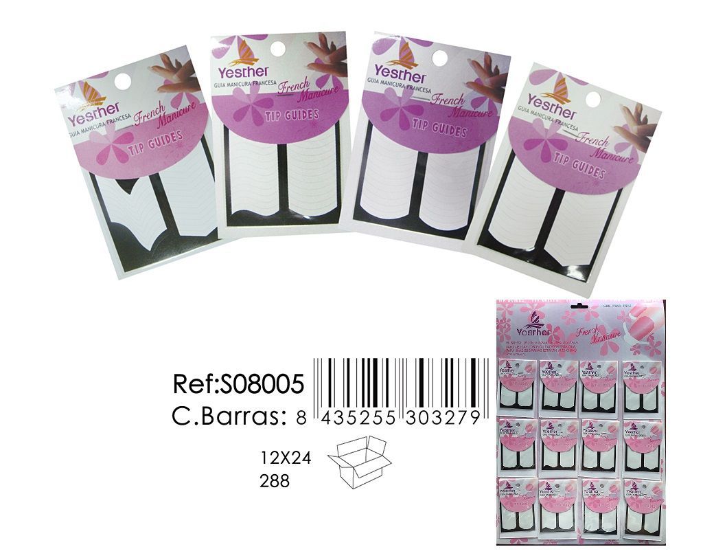 Guía para manicura francesa 12/u para diseño de uñas