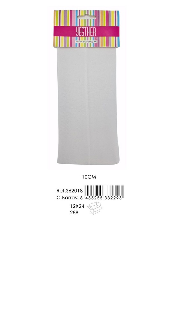Bandas 10cm blancas 12 unidades YESENSY - Accesorios para el cabello