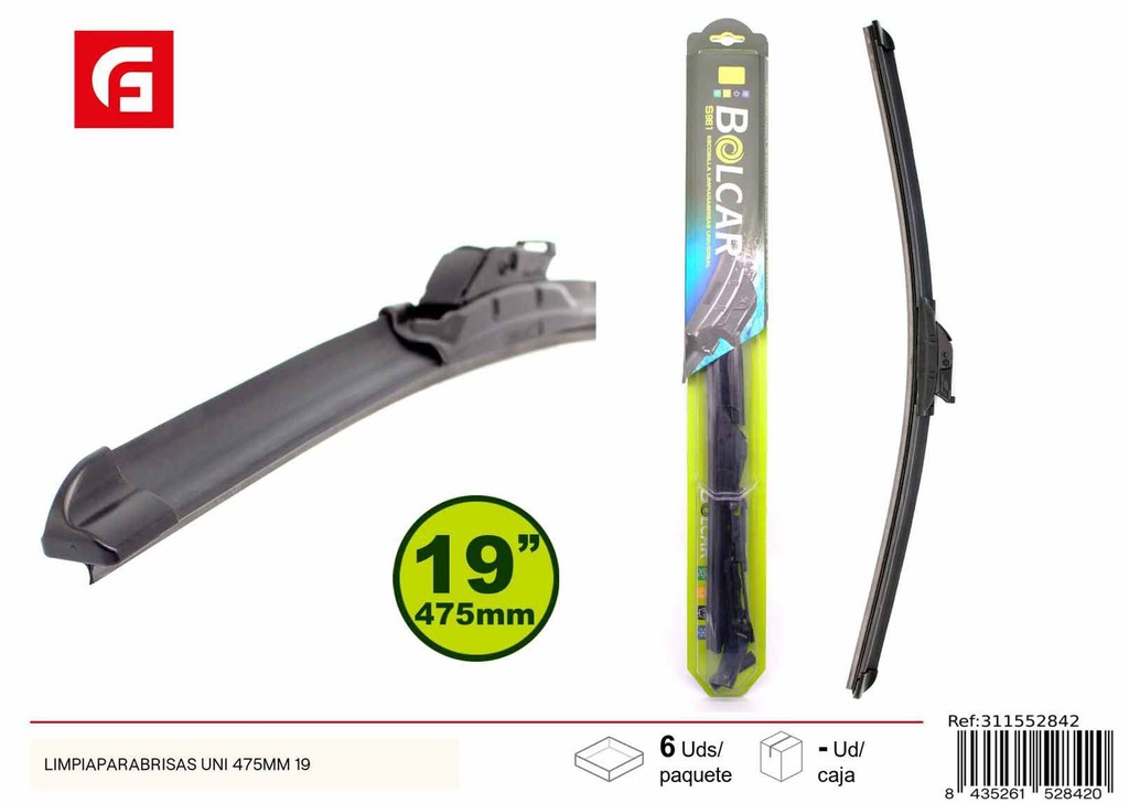 Limpiaparabrisas uni 475mm 19" para coches