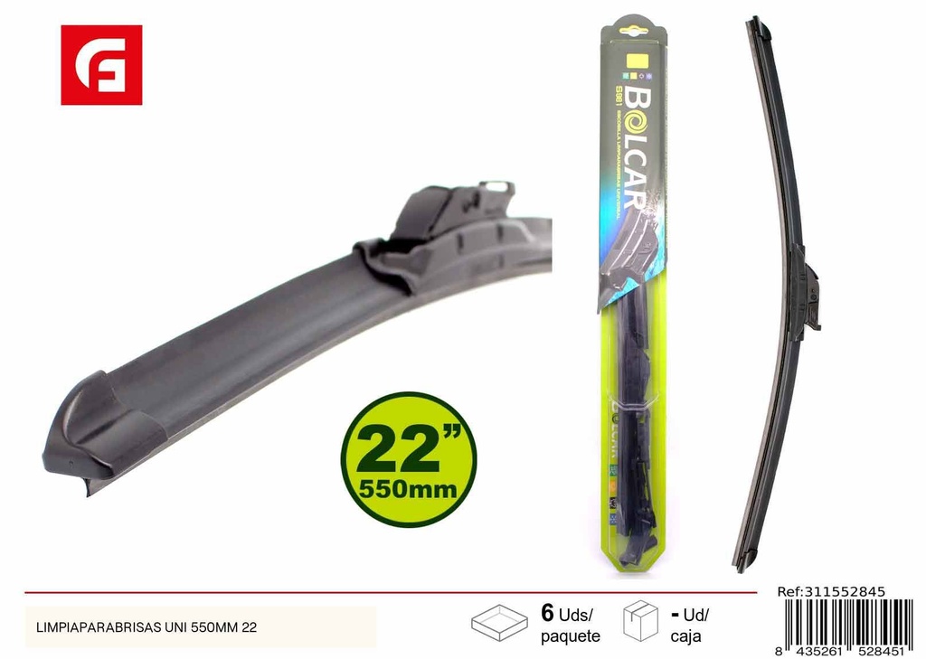 Limpia parabrisas UNI 550MM 22'' - Accesorios de coche