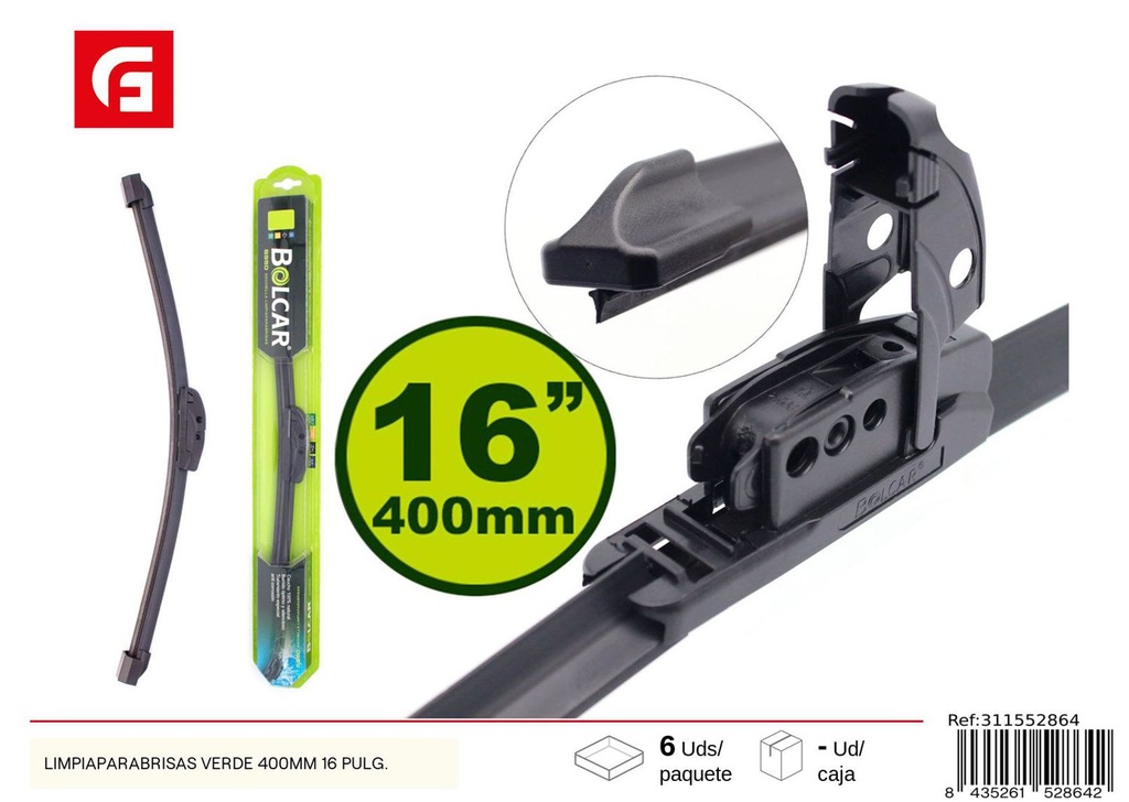 Limpiaparabrisas Verde 17" 425 mm - Accesorios para coche