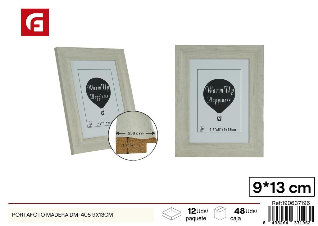 Portafoto de madera DM-405 9x13cm para decoración y recuerdos