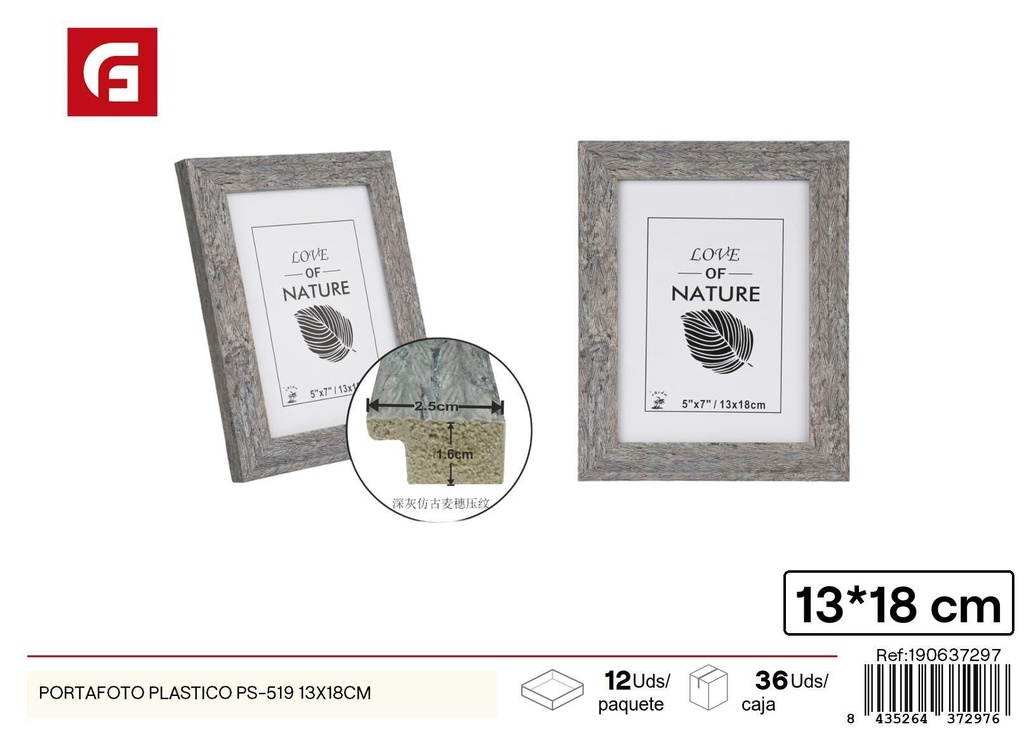 Portafoto plástico PS-519 13x18 cm - Decoraciones del hogar