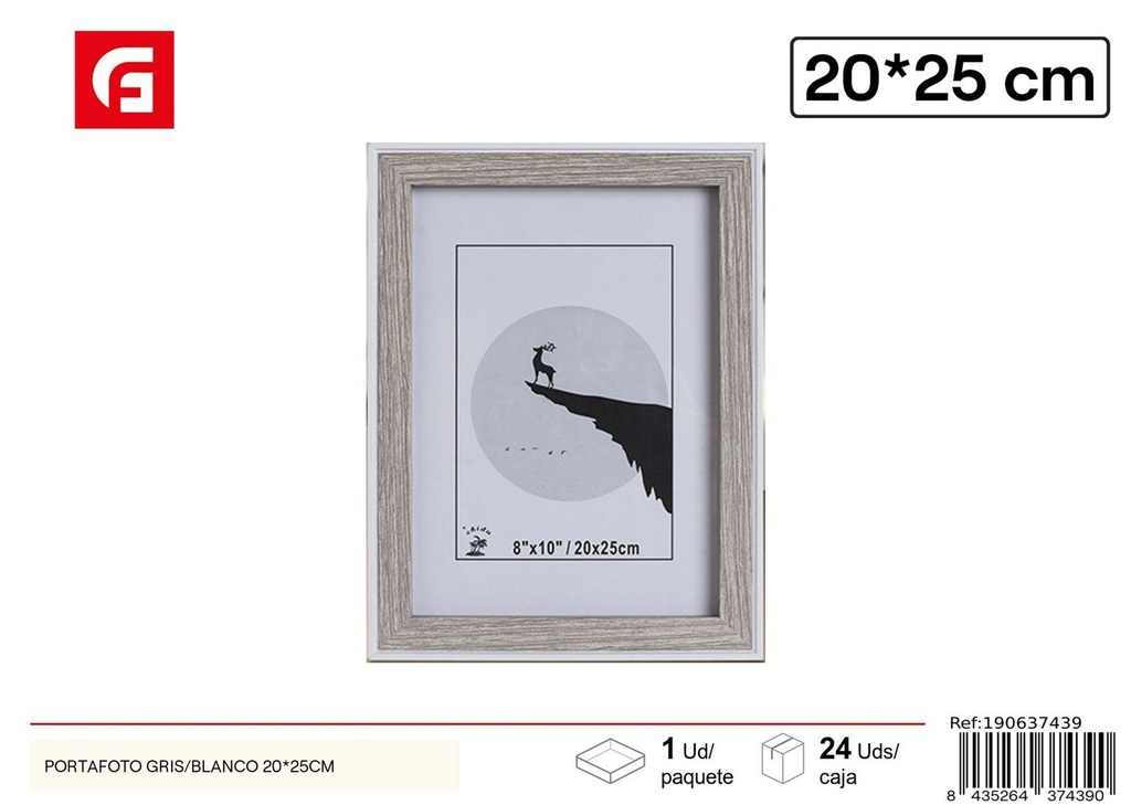 Portafoto gris DM-894 20x25cm para decoración del hogar