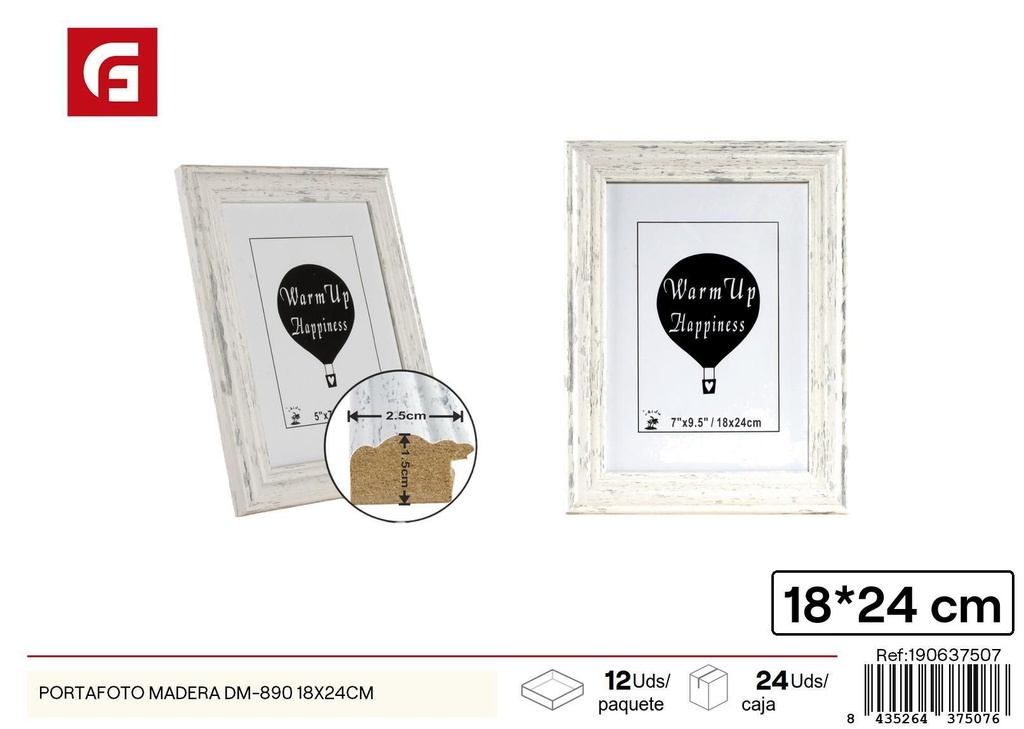 Portafotos de madera DM-890 18x24 cm - Marco de fotos decorativo