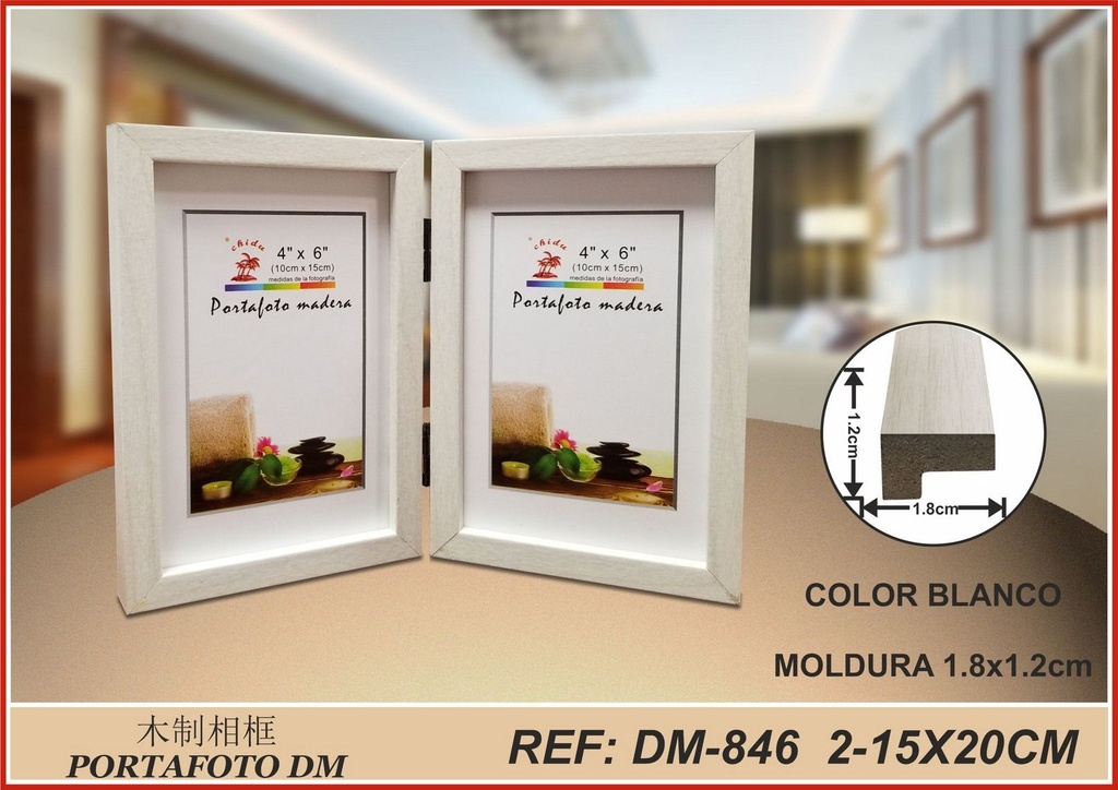 Portafoto por doble DM-846 15X20CM - Artículos de decoración y marcos