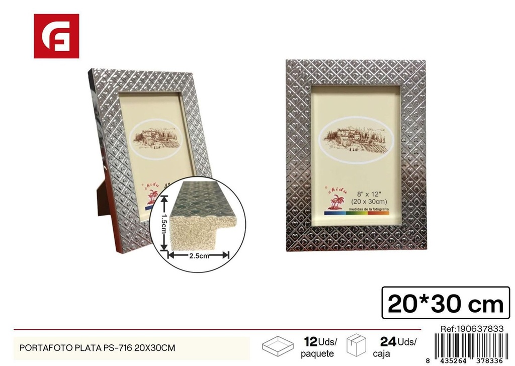 Portafoto plata PS-716 20x30cm para fotos y decoraciones