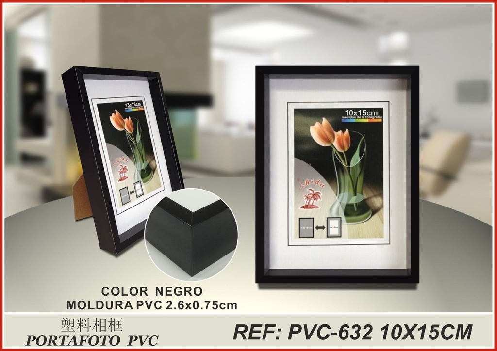 Portafoto negro PVC-632 10x15 cm - Marcos de fotos