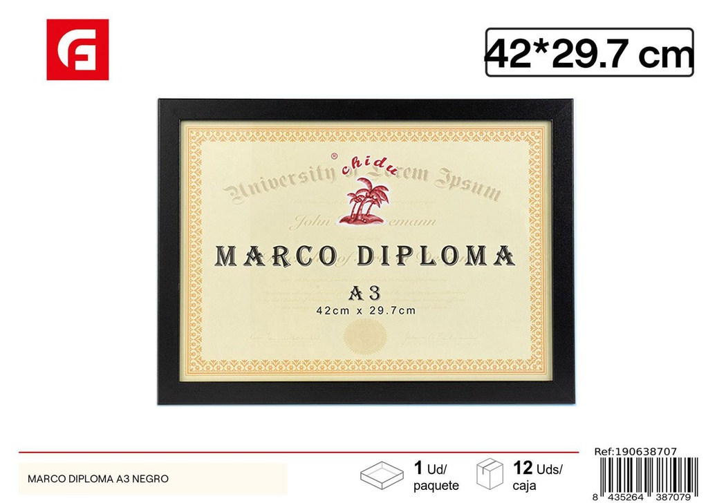 Marco de diploma A3 negro DM-875