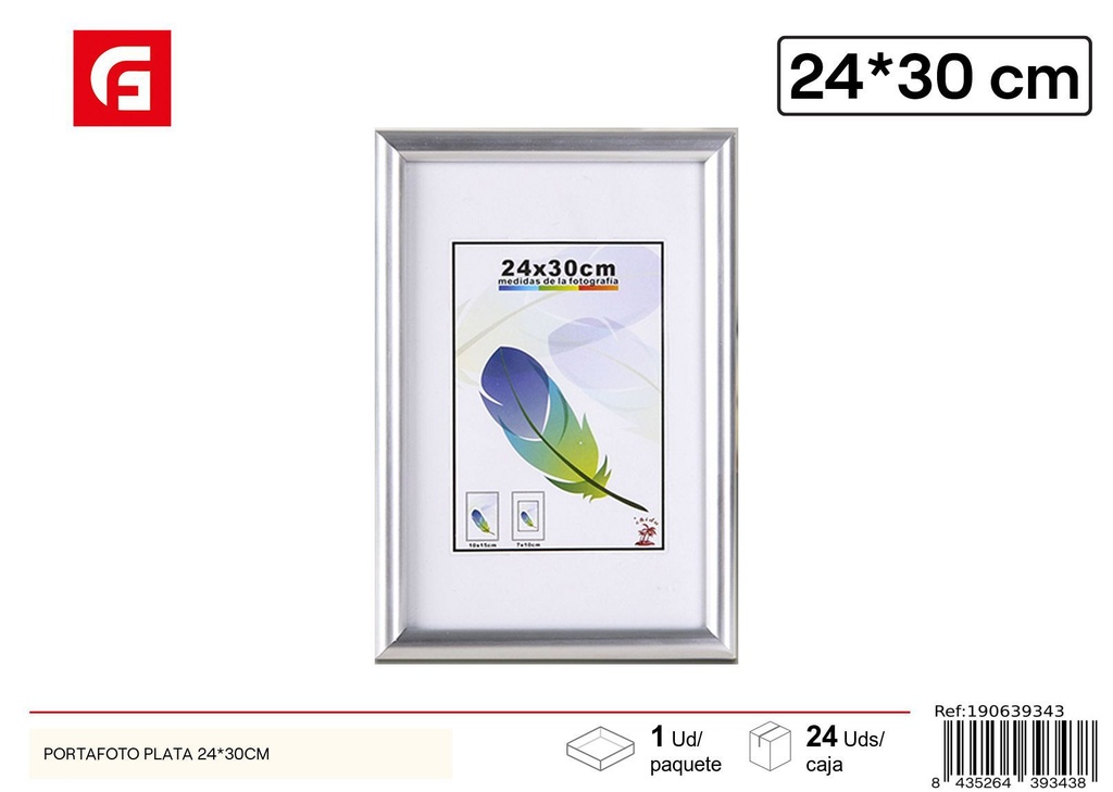 Portafoto de PVC color plata 24x30cm para fotos y decoración