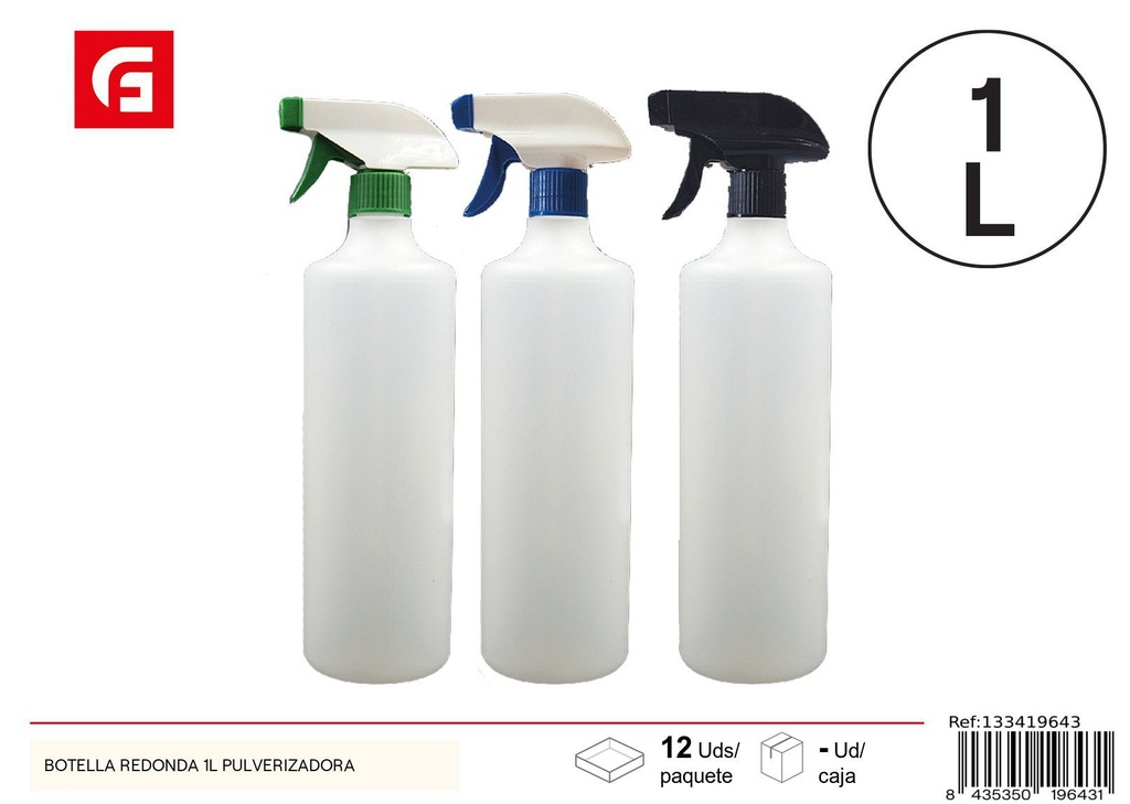 Botella redonda 1L pulverizadora - Accesorios de limpieza
