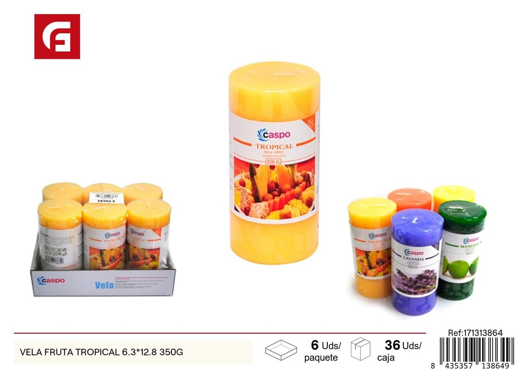 Vela con aroma a frutas tropicales 350g para decoración