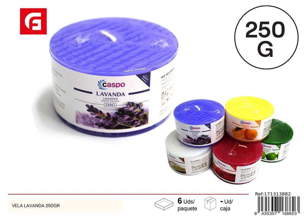 Vela aromática de lavanda 250g para decoración del hogar