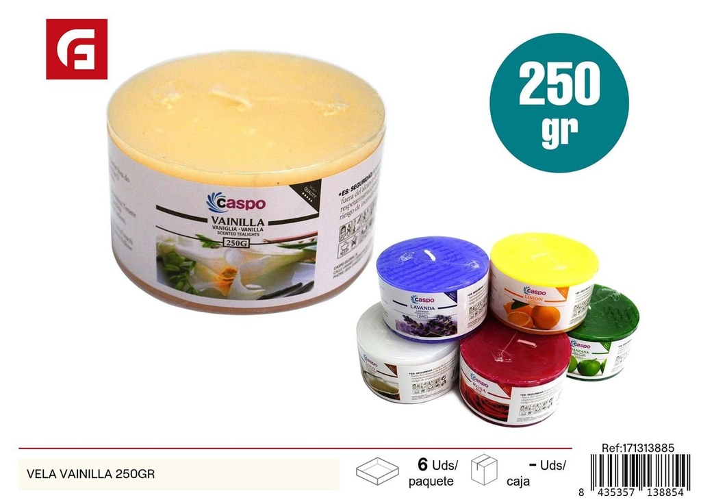 Vela aromática de vainilla 250gr para el hogar