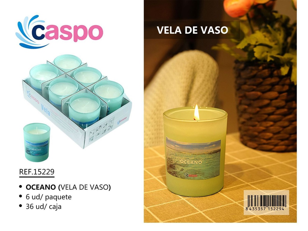 Vela de vaso perfumada océano para ambientar